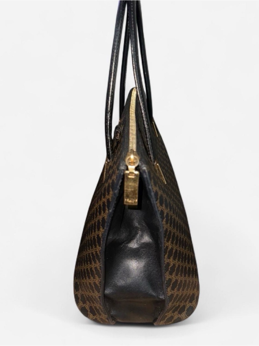 Celine Brown & Black Macadam Pattern Tote with Wallet - Picture 6 of 16